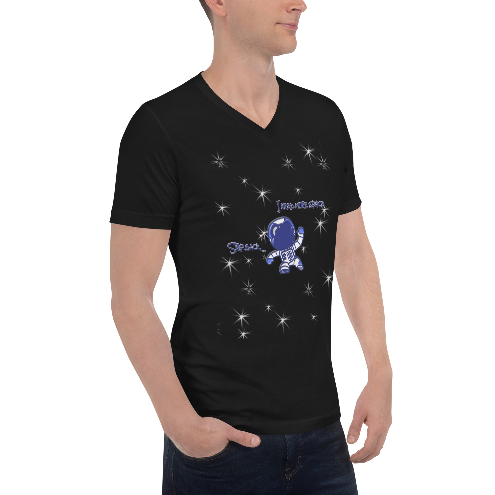 Kurzärmeliges Unisex-T-Shirt mit V-Ausschnitt